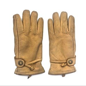 Timberland Mustard Leather Buckle Gloves